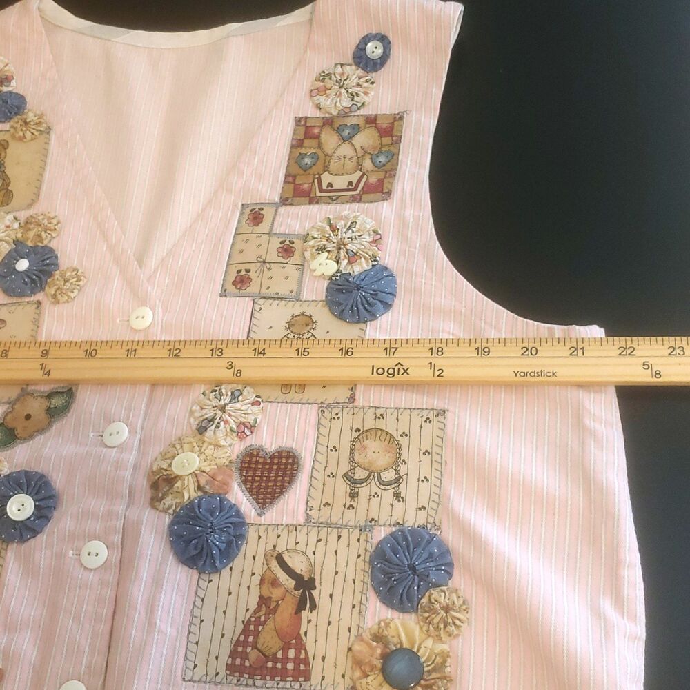 VTG Handmade Vest Country Farm Animals Button Patchwork Applique Cottagecore - Picture 7 of 8